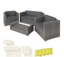 Salon Bas De Jardin Munich 4 Places Avec 2 Sets De Housses - Gris