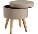 Tabouret Avec Coffre De Rangement Aspect Lin Yumi 150 Kg - Sable