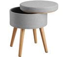 Tabouret Avec Coffre De Rangement Yara Aspect Lin Transformable - Gris Clair