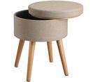 Tabouret Avec Coffre De Rangement Yara Aspect Lin Transformable - Sable