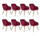 8 Chaises Marilyn Effet Velours Style Scandinave - Bordeaux/or