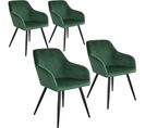 Chaise Marilyn Effet Velours Style Scandinave - Vert Foncé/noir