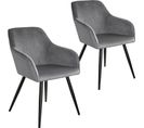 Chaise Marilyn Effet Velours Style Scandinave - Gris/noir