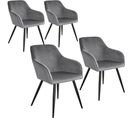 Chaise Marilyn Effet Velours Style Scandinave - Gris/noir