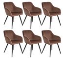 6 Chaises Marilyn Design En Velours Style Scandinave - Brun-noir