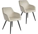 2 Chaises Marilyn Design En Velours Style Scandinave - Crème/noir