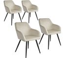 4 Chaises Marilyn Design En Velours Style Scandinave - Crème/noir