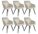 6 Chaises Marilyn Design En Velours Style Scandinave - Crème/noir