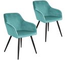 Chaise Marilyn Effet Velours Style Scandinave - Turquoise/noir