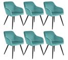 6 Chaises Marilyn Design En Velours Style Scandinave - Turquoise/noir