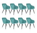 8 Chaises Marilyn Design En Velours Style Scandinave - Turquoise/noir