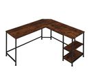 Bureau Hamilton 138x138x75,5cm - Bois Foncé Industriel, Rustique