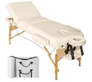 Table De Massage Somwang 3 Zones Avec Rembourrage De 7,5cm Et Châssis En Bois - Beige