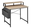 Table De Bureau Avec Étagère De Rangement Et Poche En Tissu - Bois Clair Industriel, Chêne Sonoma