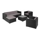 Salon En Rotin Lignano Avec 2 Fauteuils 179 X 150 X 65 Cm - Noir