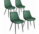 Lot De 4 Chaises De Salle à Manger Monroe Aspect Velours - Vert Foncé