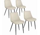 Lot De 4 Chaises De Salle à Manger Monroe Aspect Velours - Crème