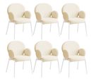 Lot De 6 Chaises Rembourrées Scandi, Tissu Bouclette - Crème