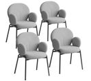 Lot De 4 Chaises Rembourrées Scandi, Tissu Bouclette - Gris Clair