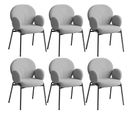 Lot De 6 Chaises Rembourrées Scandi, Tissu Bouclette - Gris Clair