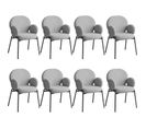 Lot De 8 Chaises Rembourrées Scandi, Tissu Bouclette - Gris Clair