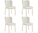 Lot de 4 Chaises Rembourrées Tessa - Bouclette Blanc/doré