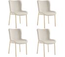 Lot de 4 Chaises Rembourrées Tessa - Velours Beige/doré