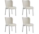 Lot de 4 Chaises Rembourrées Tessa - Tissu Blanc Cassé/noir