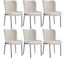 Lot de 6 Chaises Rembourrées Tessa - Tissu Blanc Cassé/noir