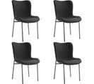 Lot de 4 Chaises Rembourrées Tessa - Tissu Noir/noir