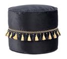 Pouf Déco à Pompons "taj Mahal" 45cm Noir