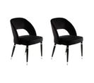 Lot De 2 Chaises En Velours "courtney" 83cm Noir et Argent