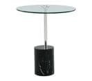 Table D'appoint En Marbre "rosario" 50cm Argent et Noir