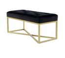 Banc Design Velours "cameron" 90cm Noir et Or