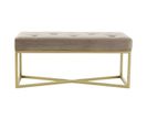 Banc En Velours Design "diaz" 90cm Taupe et Or