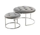 Lot De 2 Tabourets Design "myla" 60cm Gris et Argent