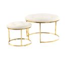 Lot De 2 Tabourets Design "myla" 60cm Ivoire et Or