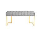 Banc Design En Velours "rare" 100cm Gris et Or