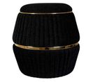 Pouf Matelassé Design "doric" 53cm Noir et Or