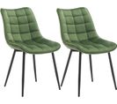 2x Chaises De Salle À Manger Chaise De Cuisine Siège En Velours Pieds En Métal Vert