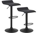 Lot De 2 Tabourets De Bar Réglable En Hauteur Chaise De Bar-Rotatif À 360 Dégrées-noir