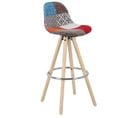 Tabouret De Bar En Lin Avec Dossier Siège De Cuisine Pied En Bois Avec Repose-pied-multicolore