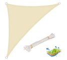 Voile D’ombrage Triangulaire En Hdpe.protection Contre Le Soleil.3x3x4.25m.crème