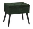 Tabouret Pouf Coffre Bôite De Rangement-siège Bien En Velours-pieds En Bois-50x35x45cm-vert Foncé