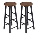 Lot De 2 Tabourets De Bar-tabouret De Cuisine-chaise De Salle À Manger-en Métal + Mdf-hêtre Foncé