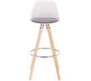 Tabouret De Bar En Similicuir Siège De Cuisine Pied En Bois Avec Repose-pied-gris+blanc