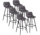 6x Tabouret De Bar Chaise De Bar  En Velours Avec Pieds Et Repose-pieds En Métal Gris Foncé