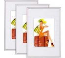 3 X Cadre Photo En Plastique Mat.cadre De Photo Argent 28x35cm New Life Style