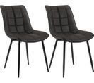 2xchaises De Salle À Manger Siège En Similicuir Chaises De Cusine Pieds En Métal Anthracite