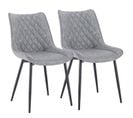 2x Chaises De Salle À Manger En Similicuir - 46x40 5x85 5cm - Pieds En Métal- Gris